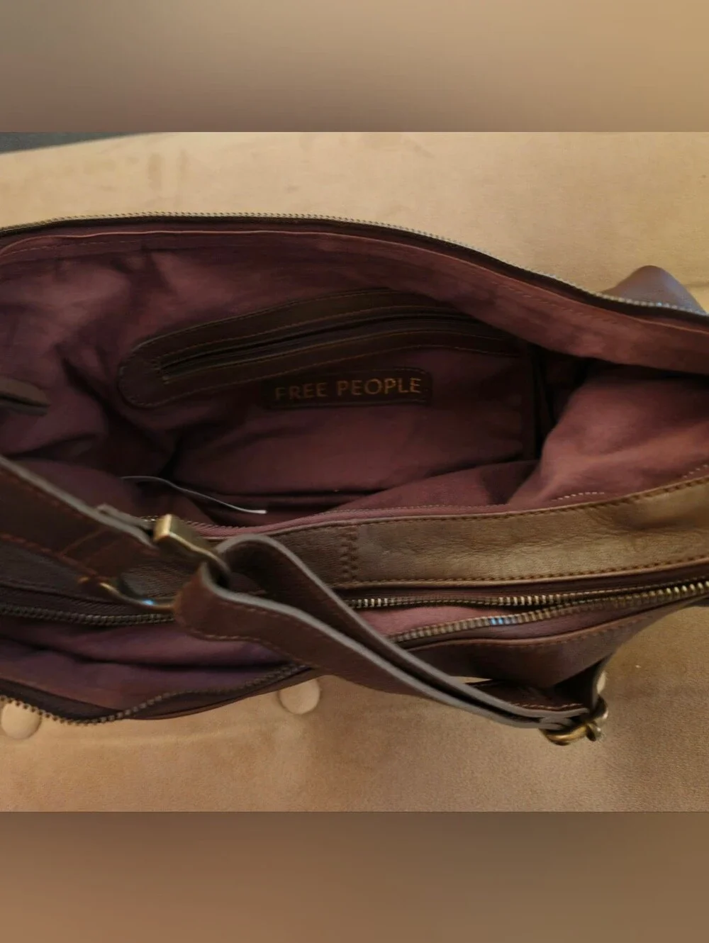 Women's Free People Leather Hobo Bag - Brown